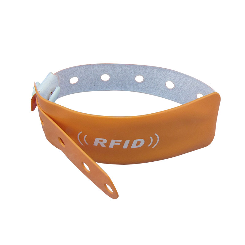 Jalur Frekuensi RFID 13.56MHz Boleh Tulis RFID Plastik PVC Gelang Acara Boleh Tulis